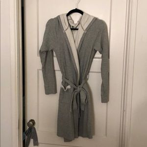 Grey hooded robe